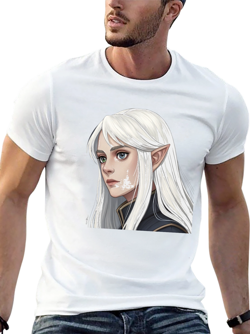 Elf Portrait Graphic Tee - Fantasy Shirt
