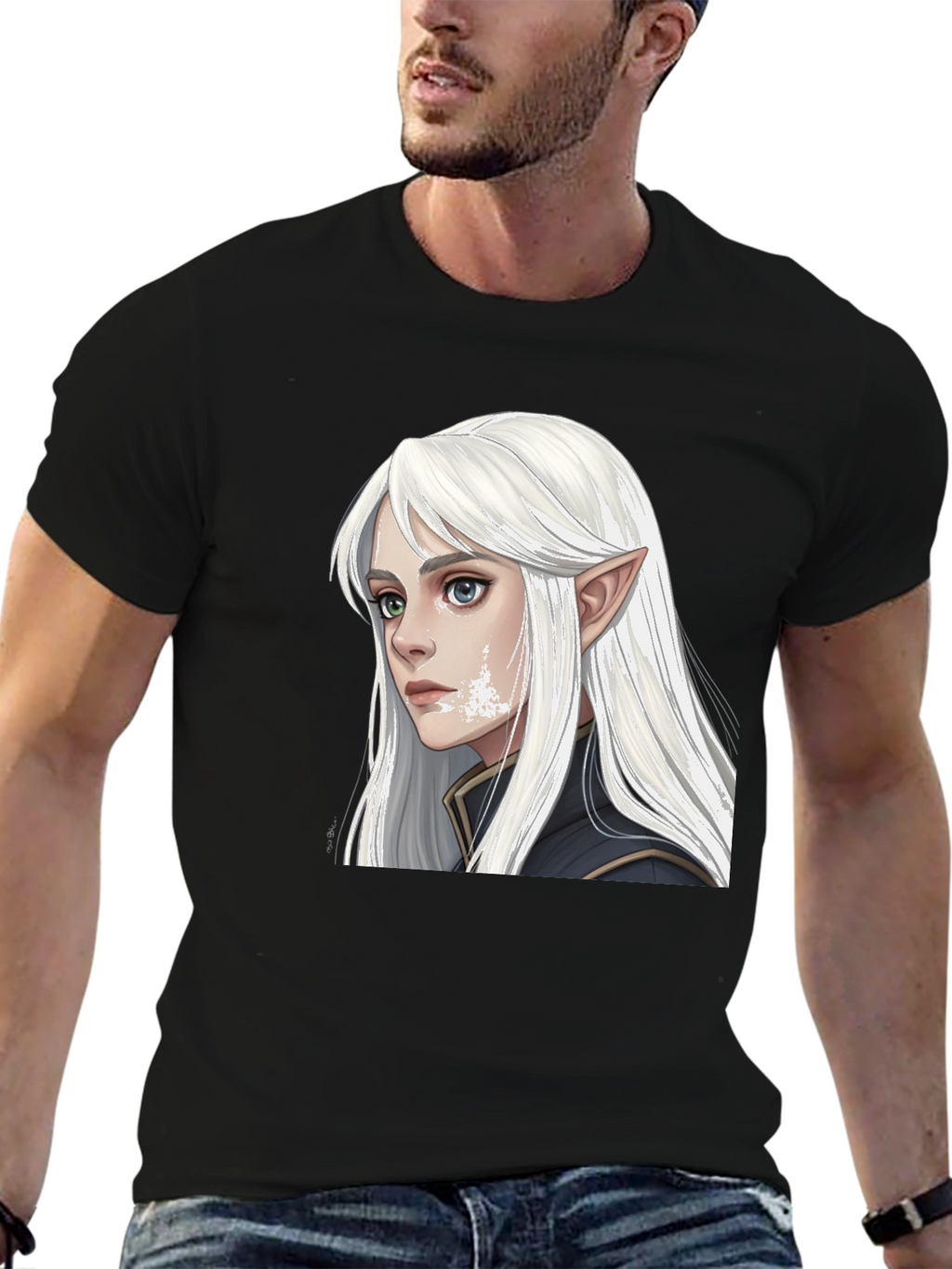 Elf Portrait Graphic Tee - Fantasy Shirt
