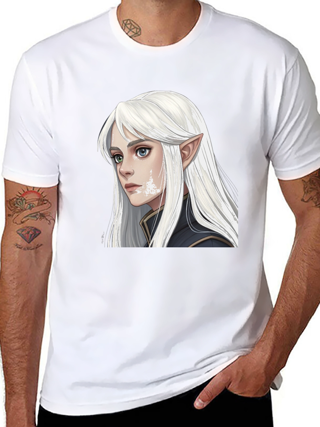 Elf Portrait Graphic Tee - Fantasy Shirt