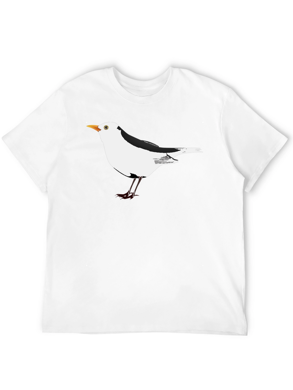 Black T-Shirt with Unique Seagull Bird Graphic