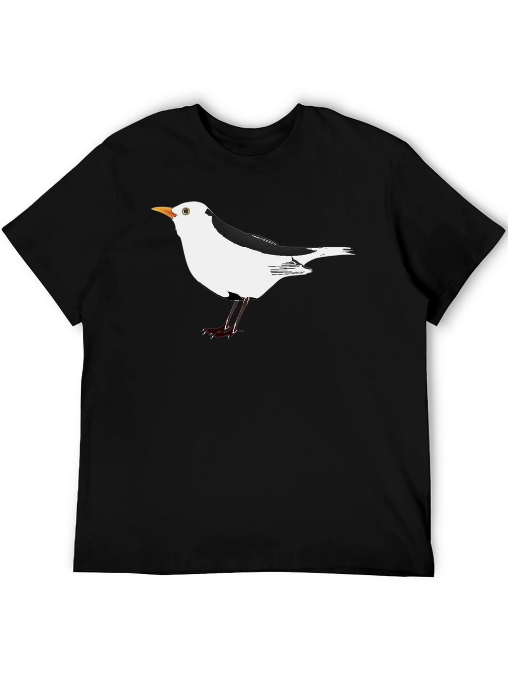 Black T-Shirt with Unique Seagull Bird Graphic