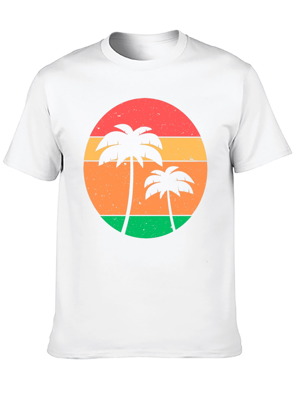 Retro Sunset Palm Tree Graphic Tee - Black