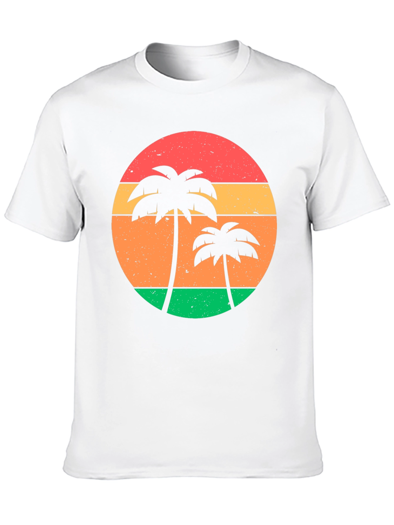 Retro Sunset Palm Tree Graphic Tee - Black