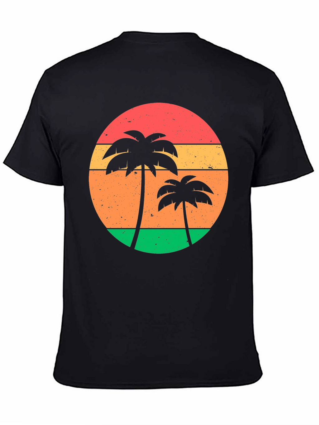 Retro Sunset Palm Tree Graphic Tee - Black
