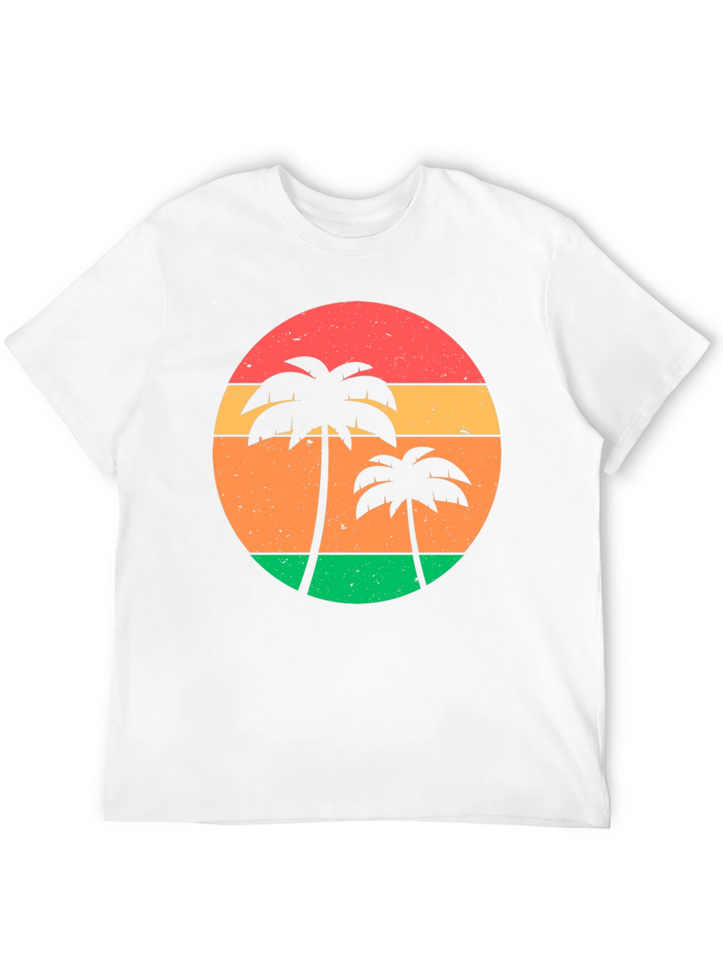 Retro Sunset Palm Tree Graphic Tee - Black