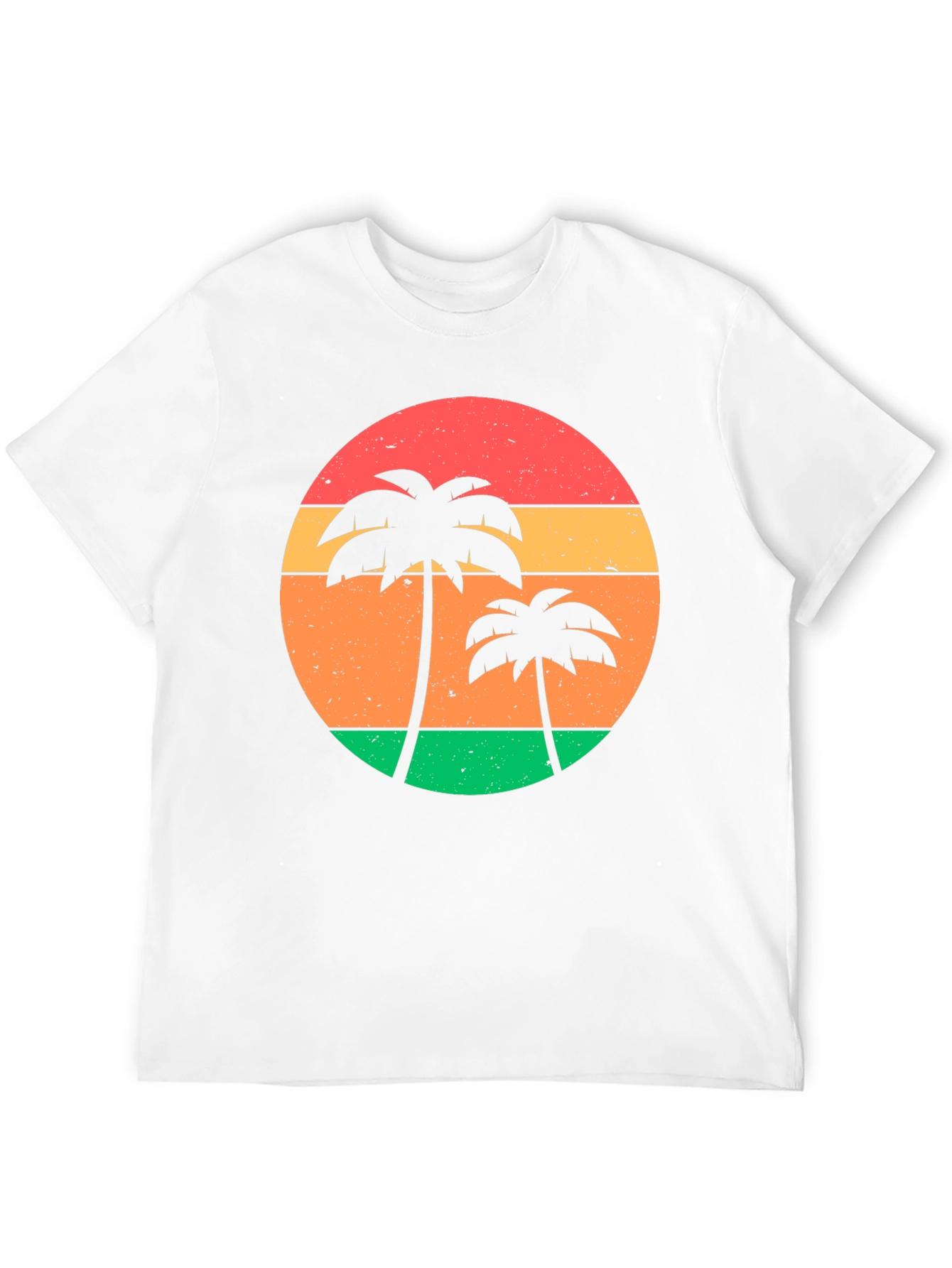 Retro Sunset Palm Tree Graphic Tee - Black