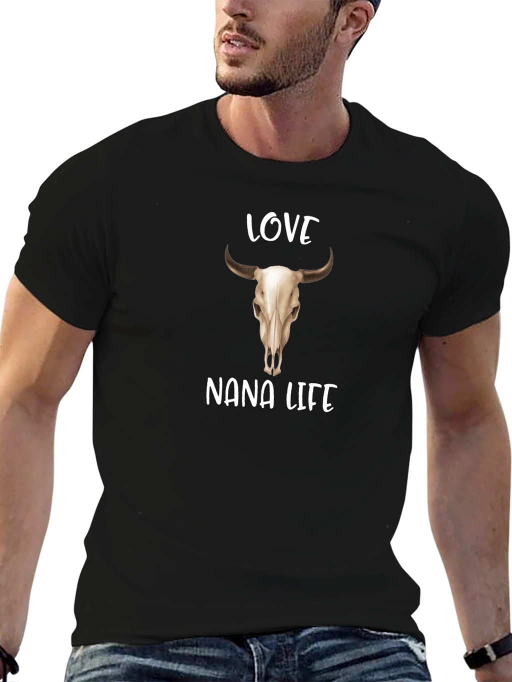 Love Nana Life Bull Skull Graphic Tee