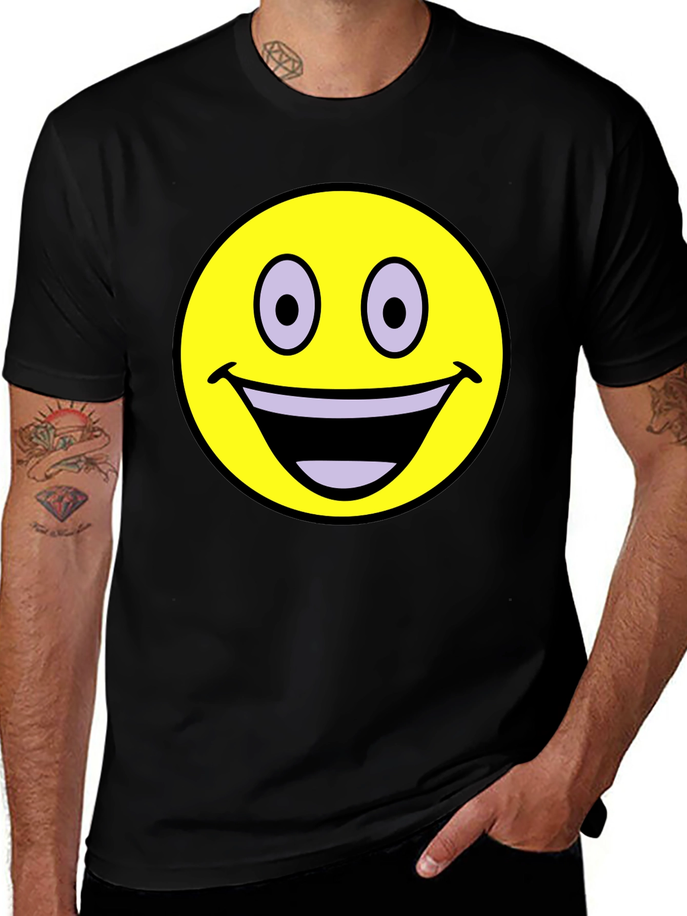 Smiley Face Graphic T-Shirt - Black
