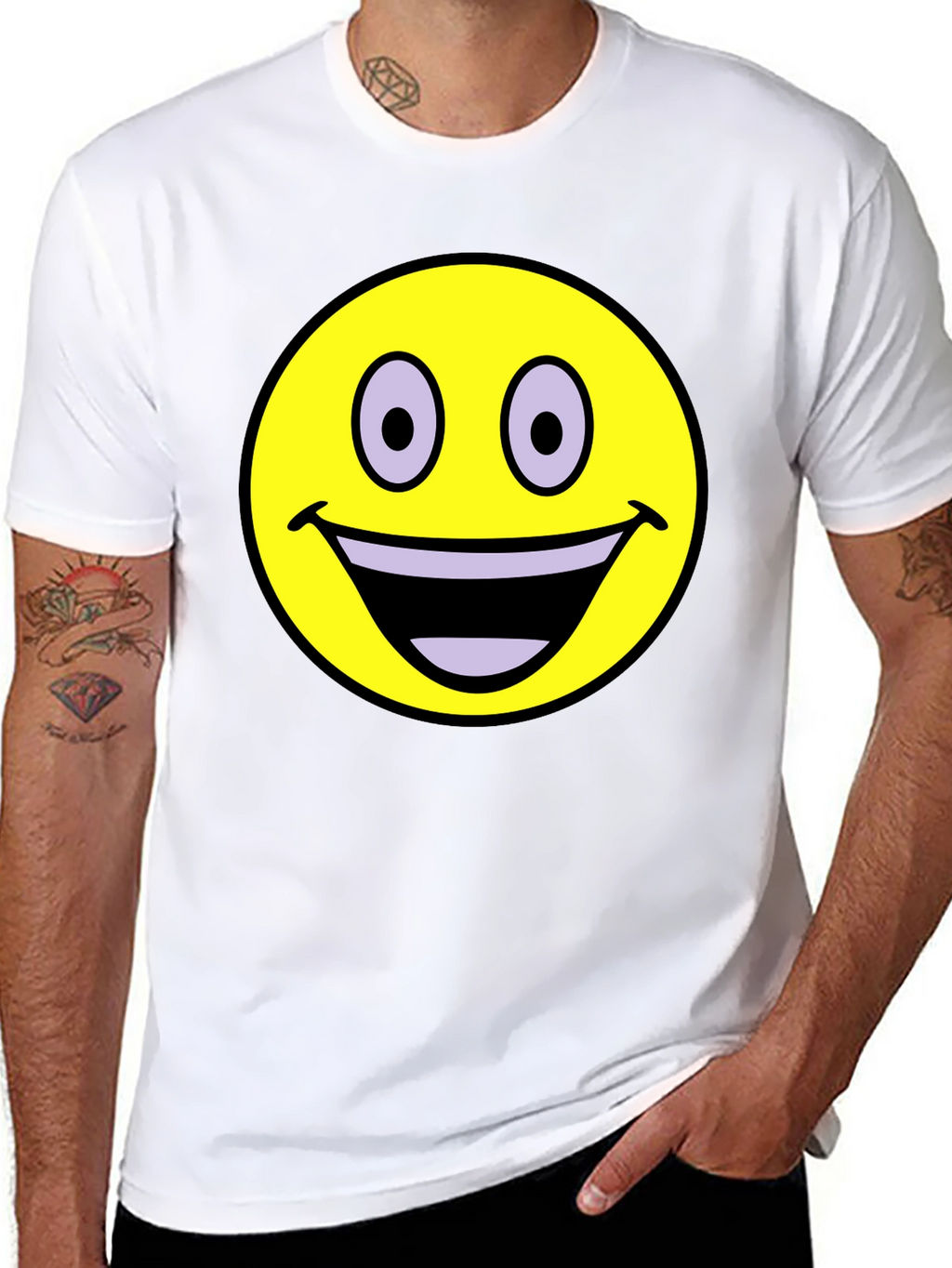 Smiley Face Graphic T-Shirt - Black