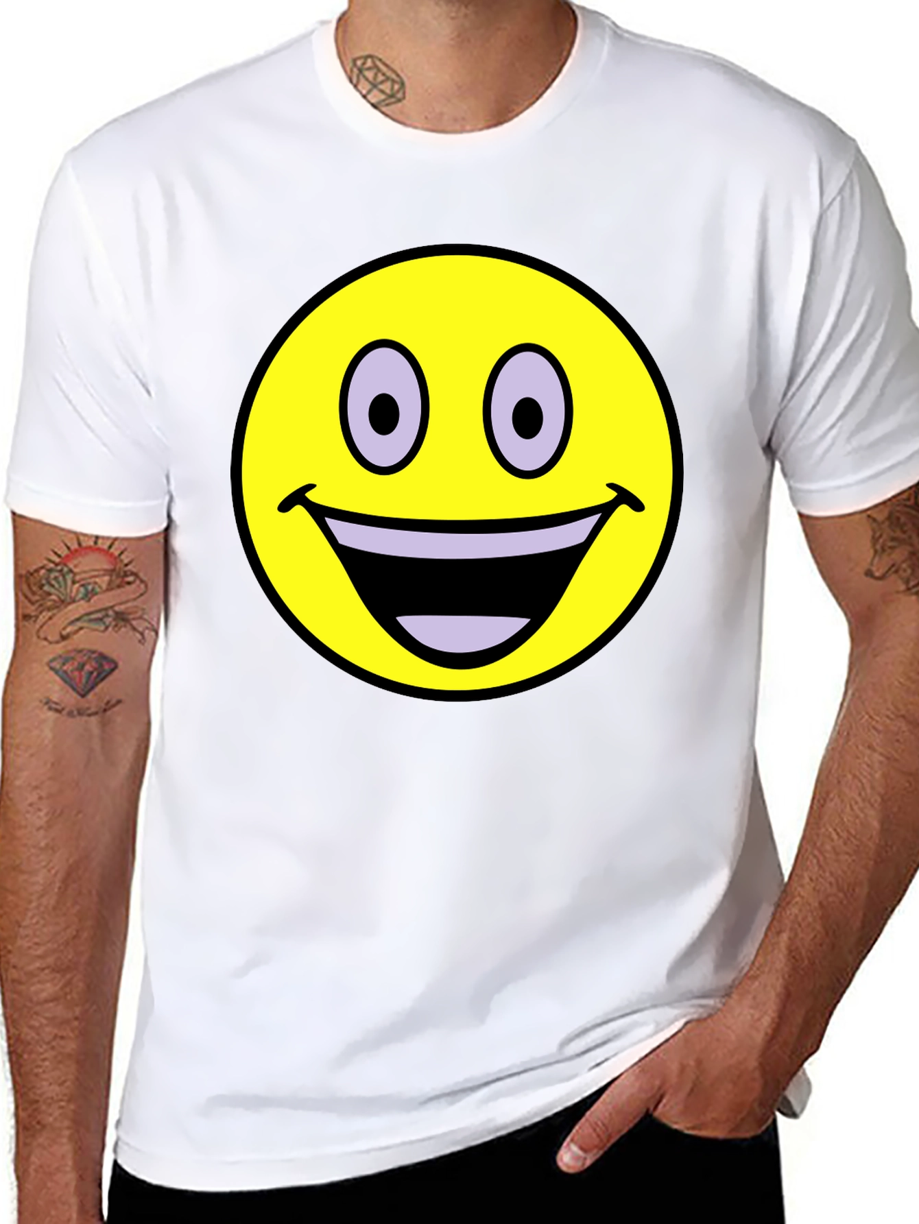 Smiley Face Graphic T-Shirt - Black