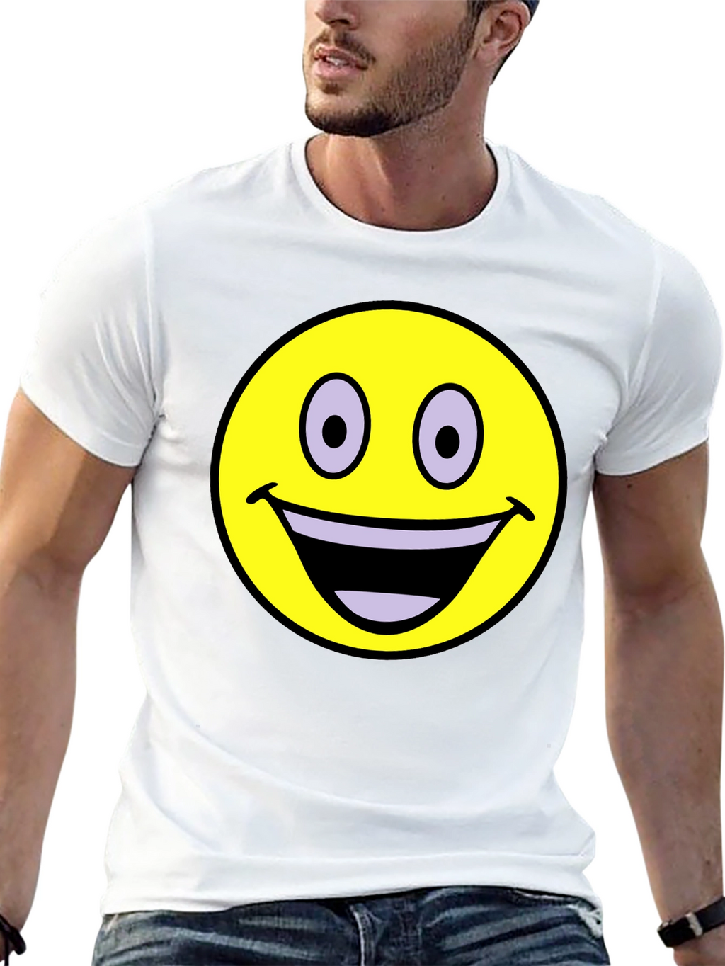 Smiley Face Graphic T-Shirt - Black