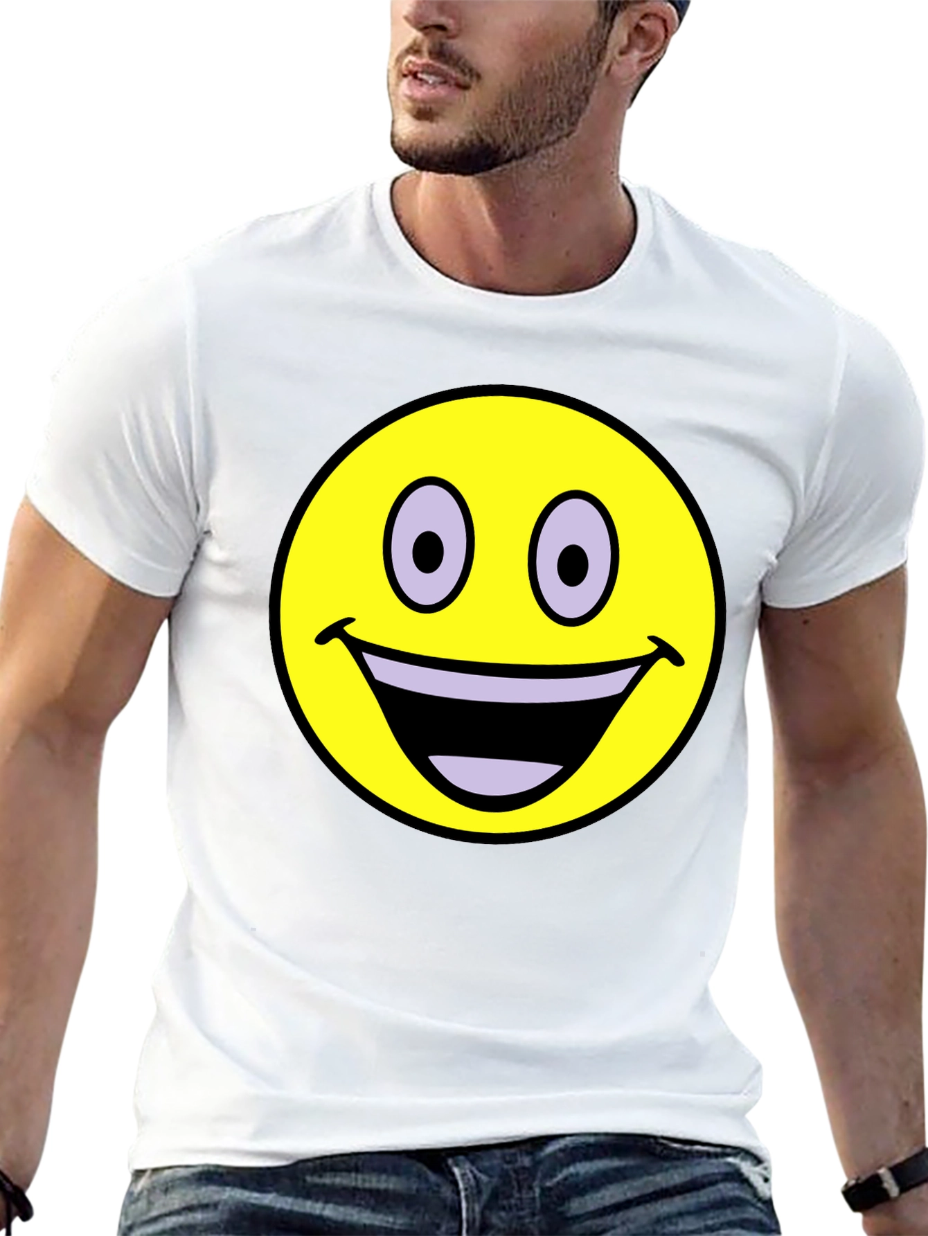 Smiley Face Graphic T-Shirt - Black