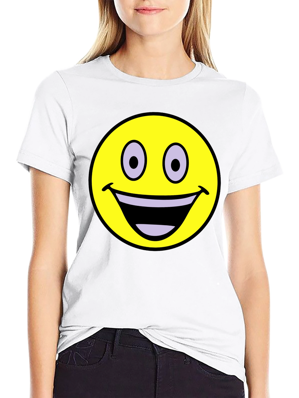 Smiley Face Graphic T-Shirt - Black