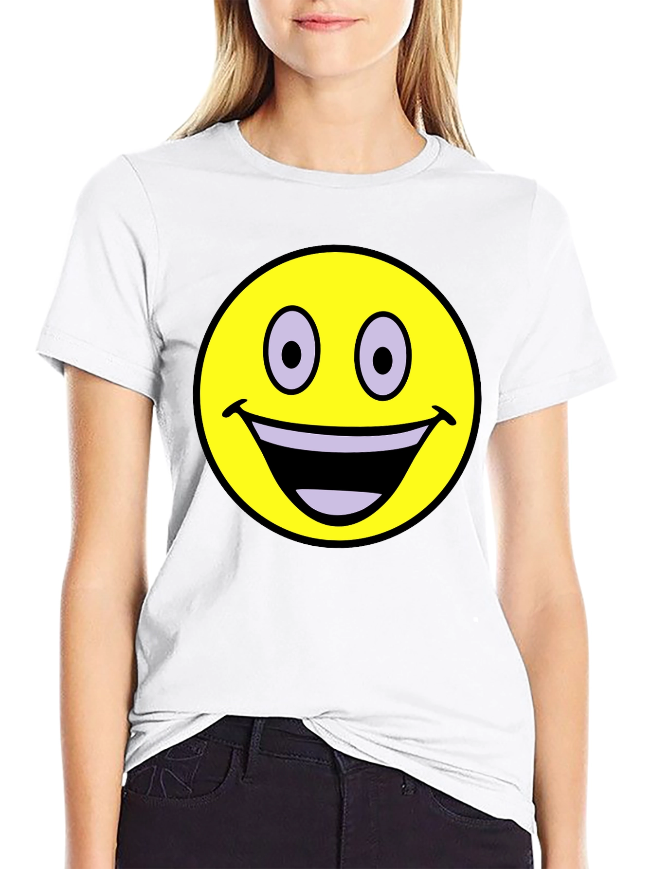 Smiley Face Graphic T-Shirt - Black