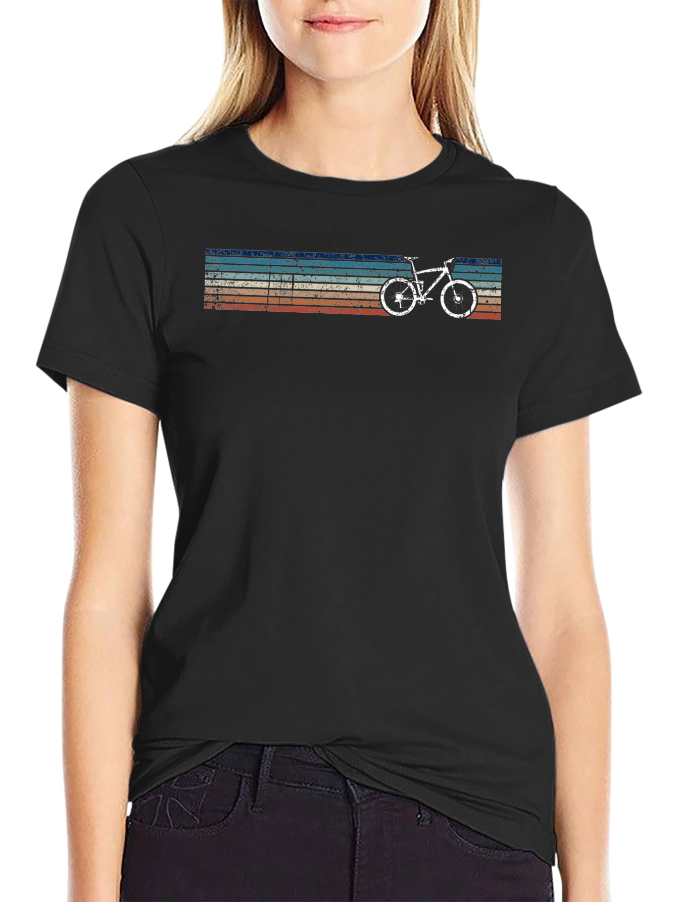 Retro Bicycle Graphic Tee - Vintage Style Black T-Shirt
