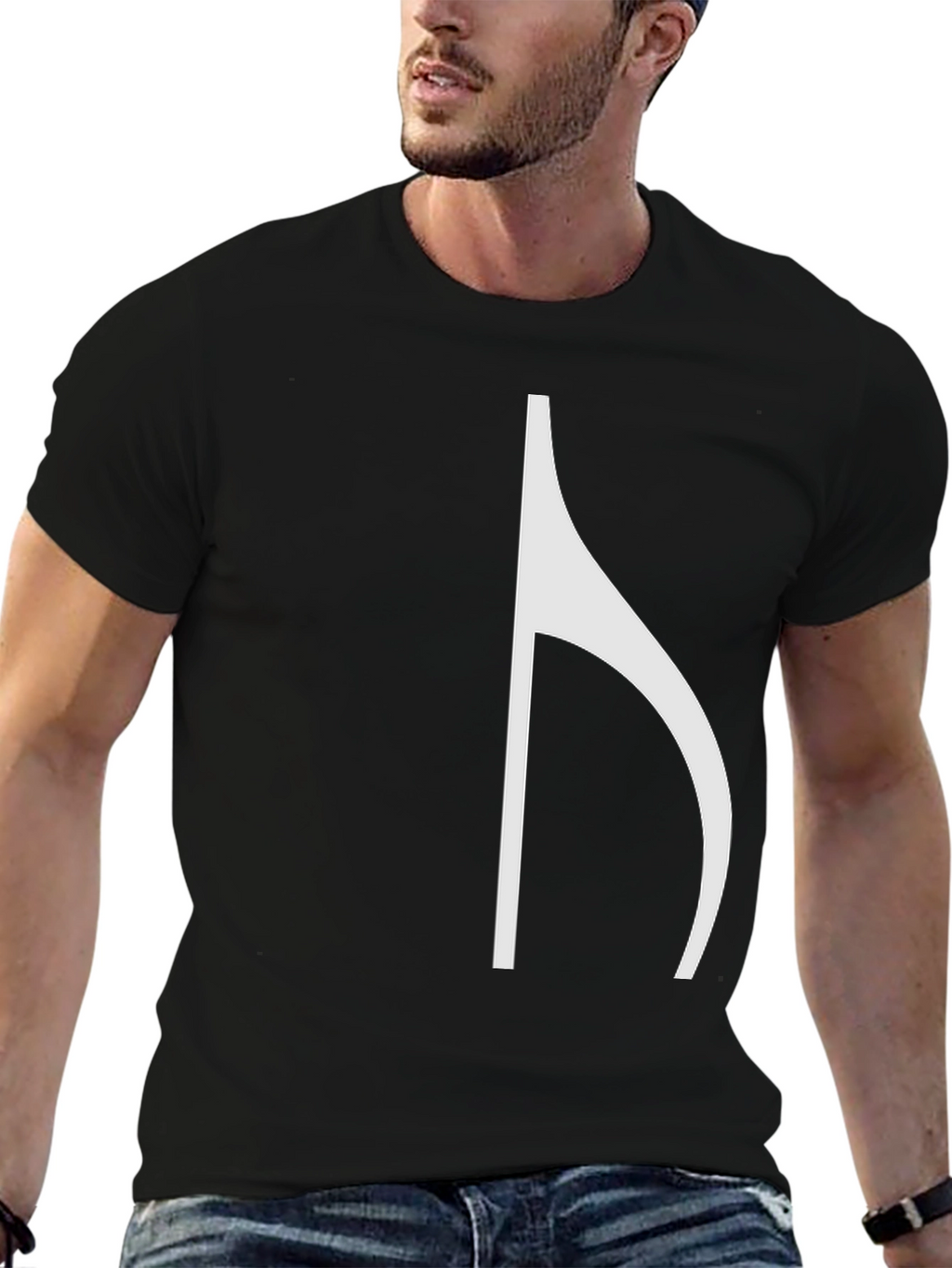 Black T-Shirt with Unique Music Note Graphic