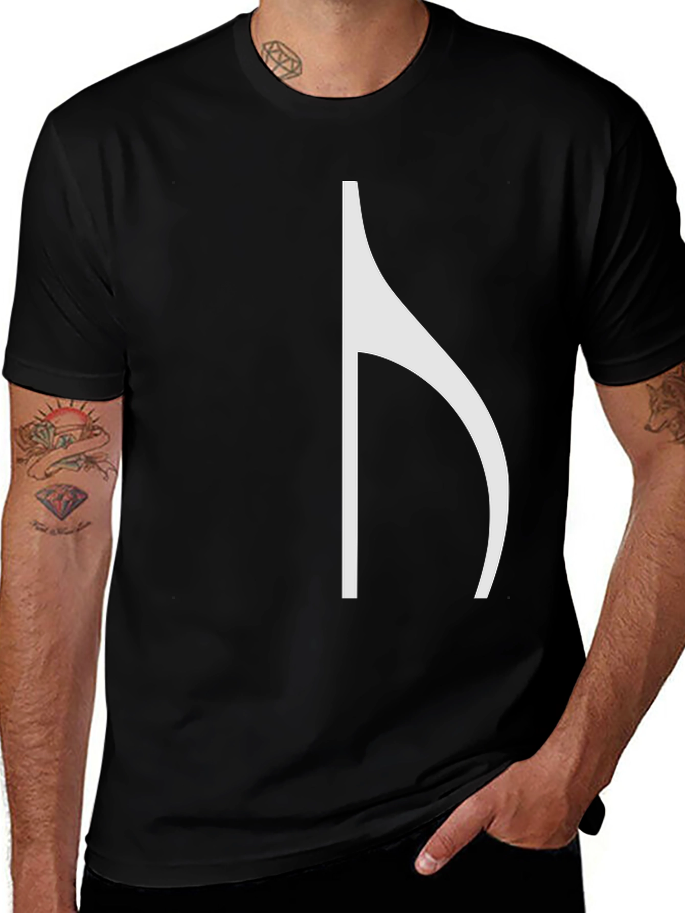 Black T-Shirt with Unique Music Note Graphic