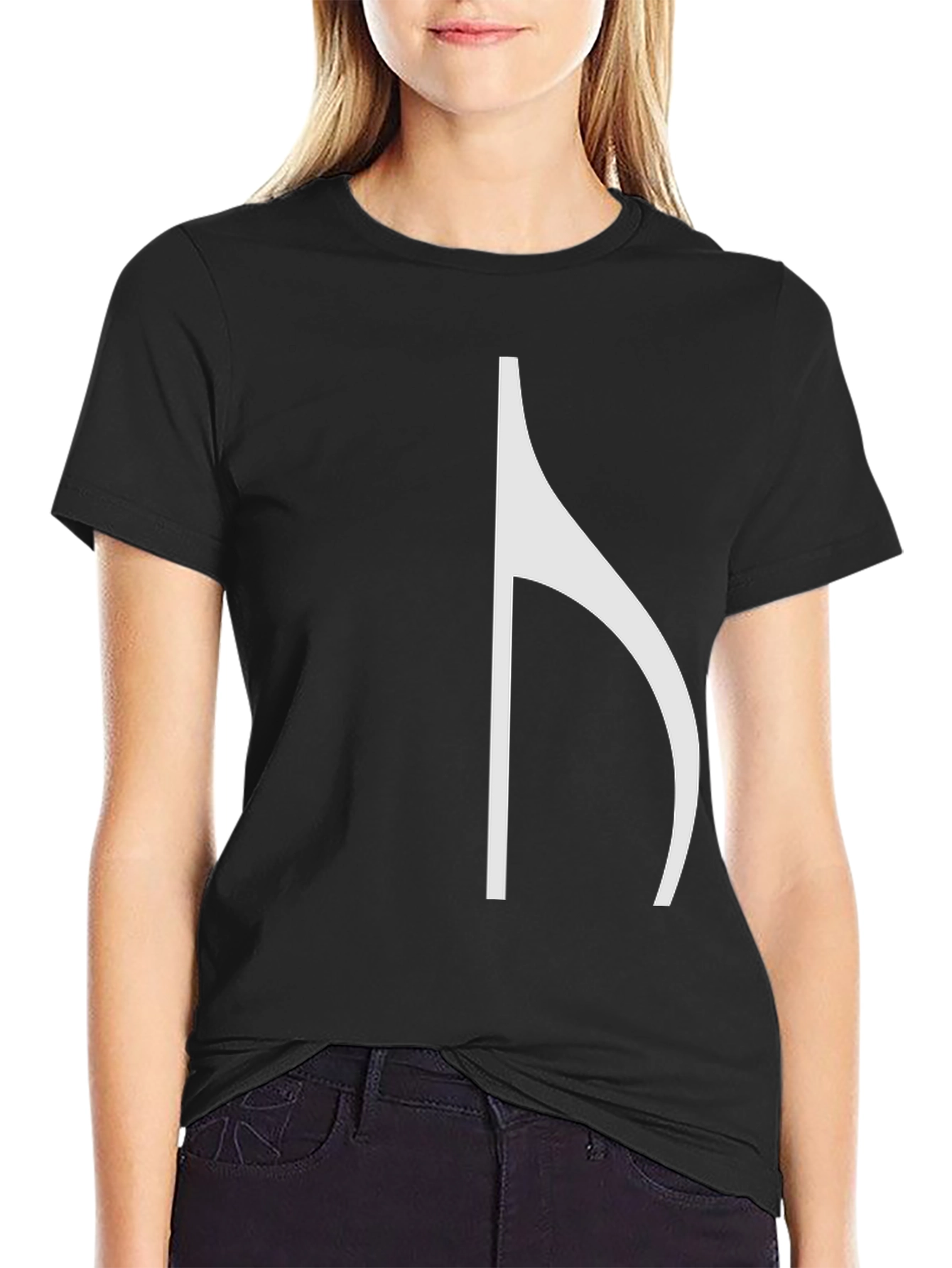 Black T-Shirt with Unique Music Note Graphic