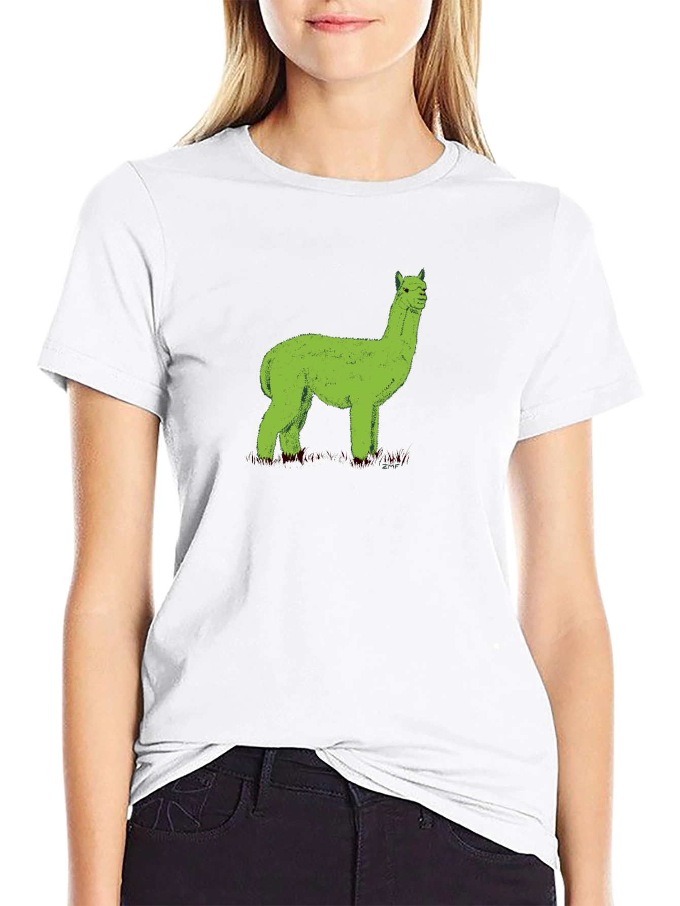 Green Alpaca Graphic Tee - Black Unisex Shirt
