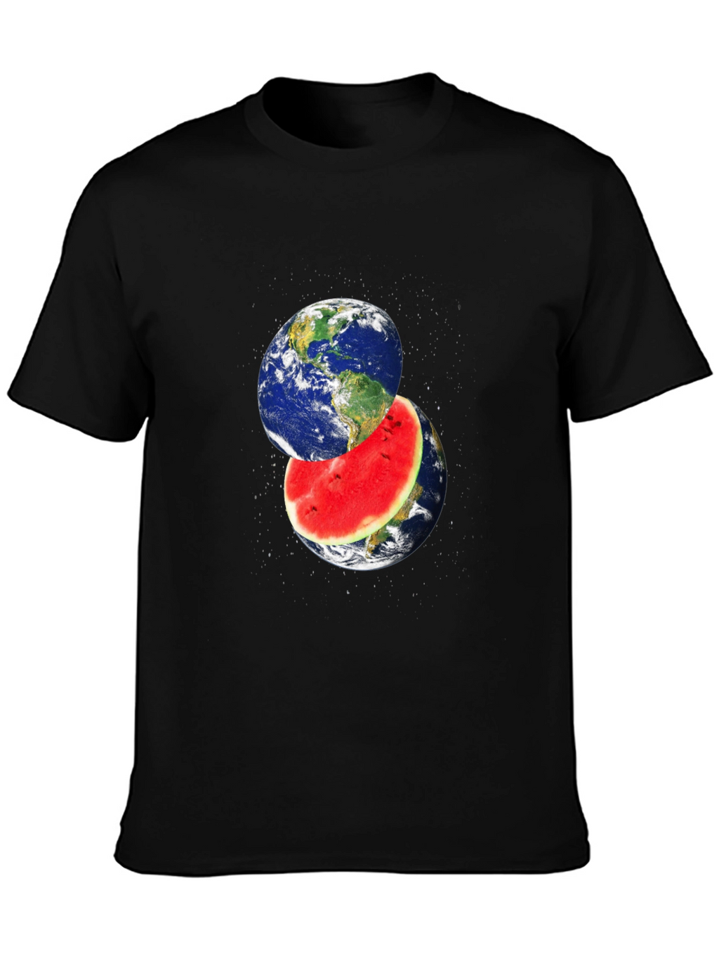 Earth Watermelon Graphic Black T-Shirt
