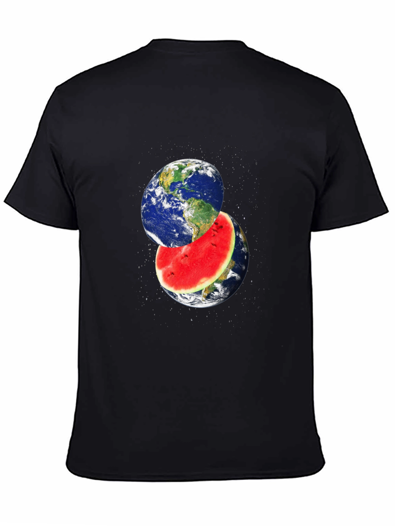 Earth Watermelon Graphic Black T-Shirt