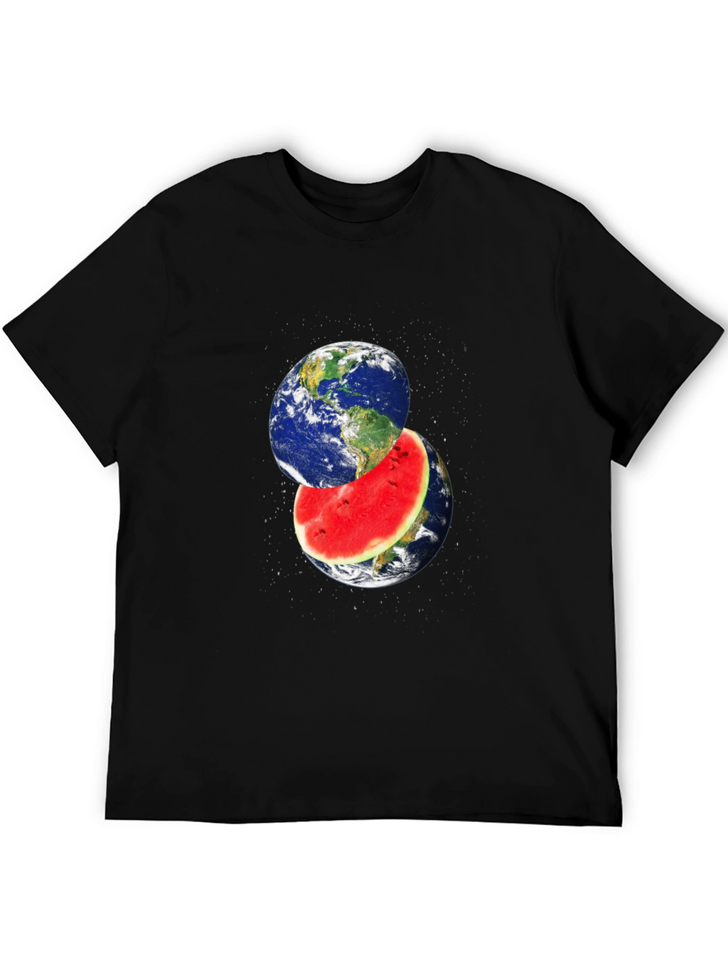 Earth Watermelon Graphic Black T-Shirt