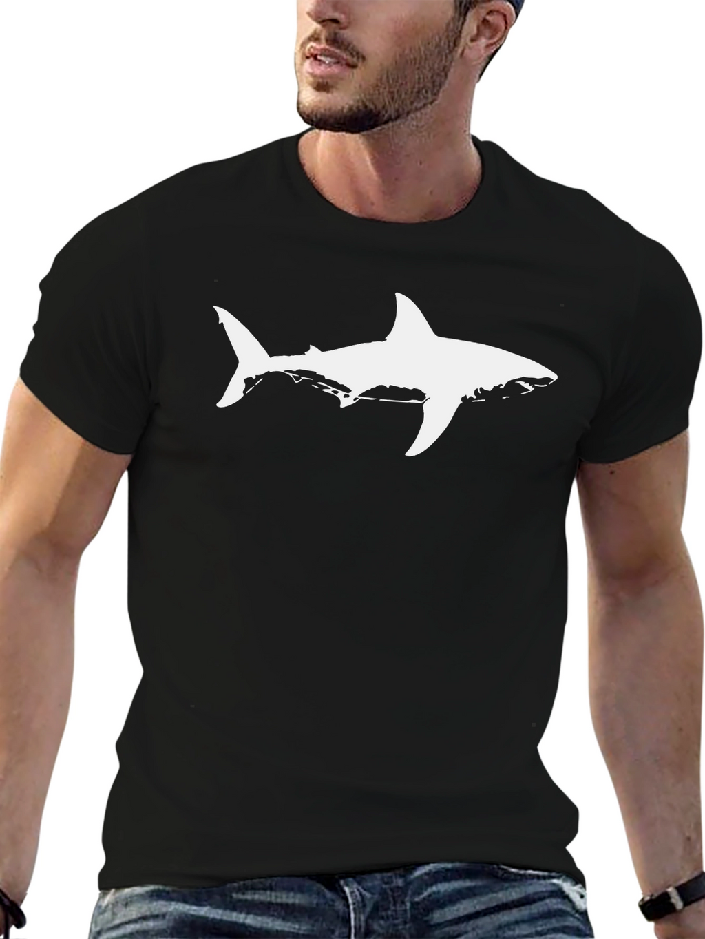 Cool Shark Graphic Tee - Black Cotton T-Shirt
