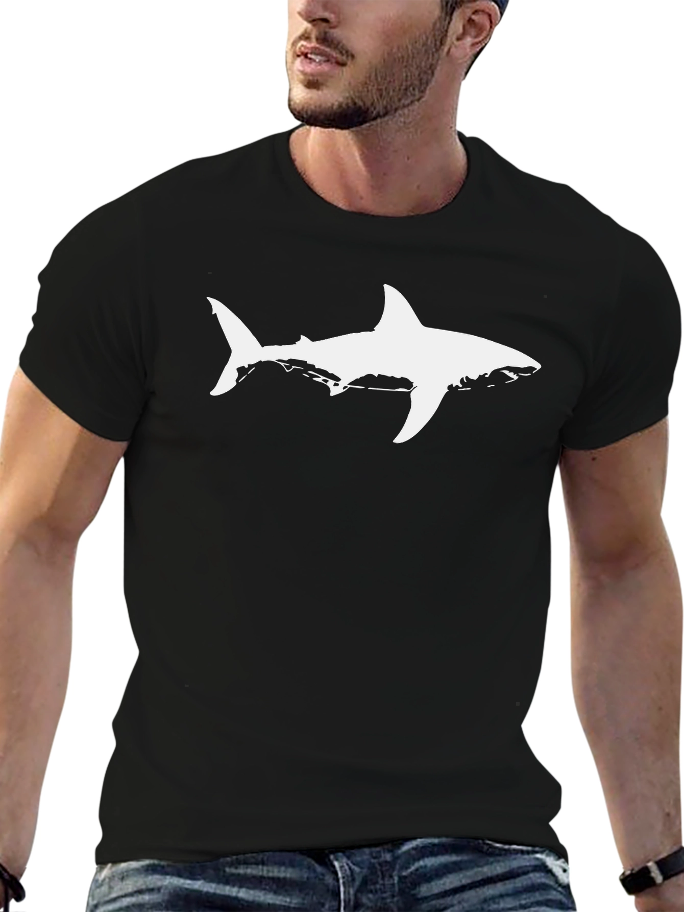 Cool Shark Graphic Tee - Black Cotton T-Shirt