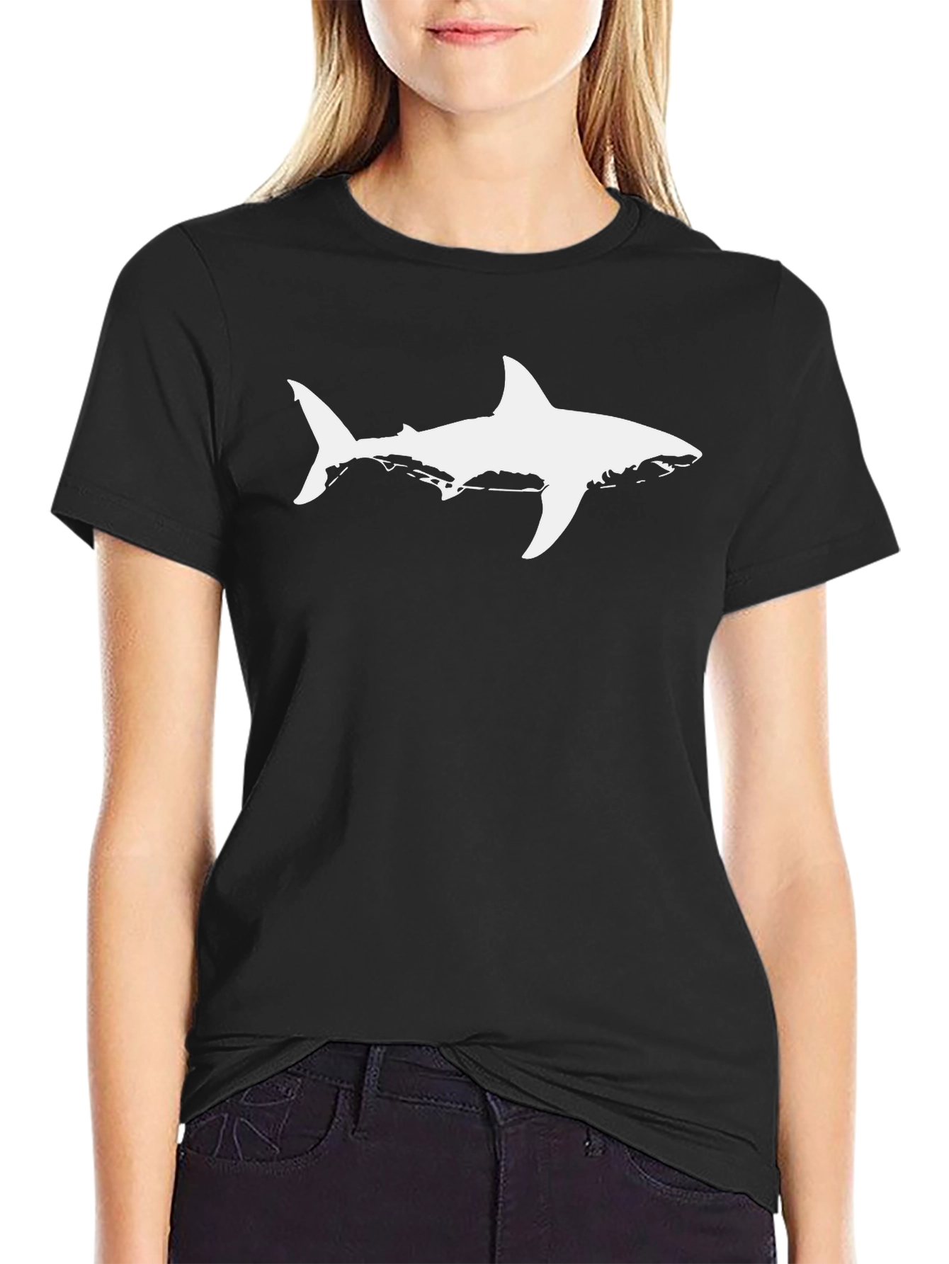 Cool Shark Graphic Tee - Black Cotton T-Shirt