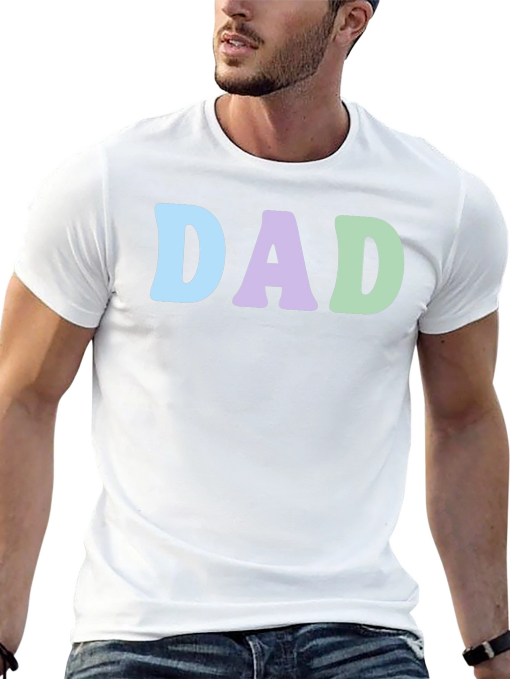 Pastel DAD Graphic Print Crew Neck T-Shirt