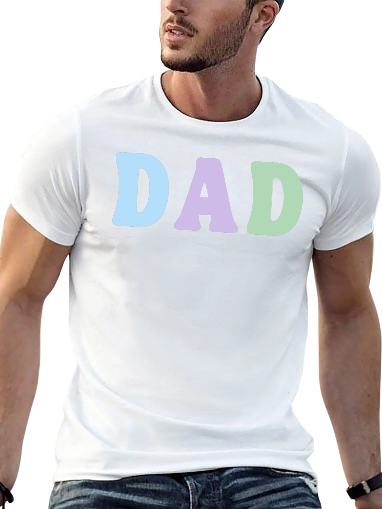 Pastel DAD Graphic Print Crew Neck T-Shirt