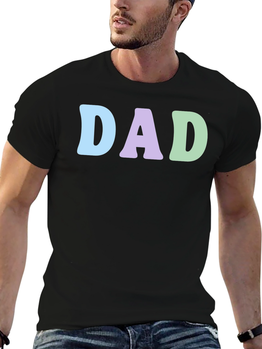 Pastel DAD Graphic Print Crew Neck T-Shirt
