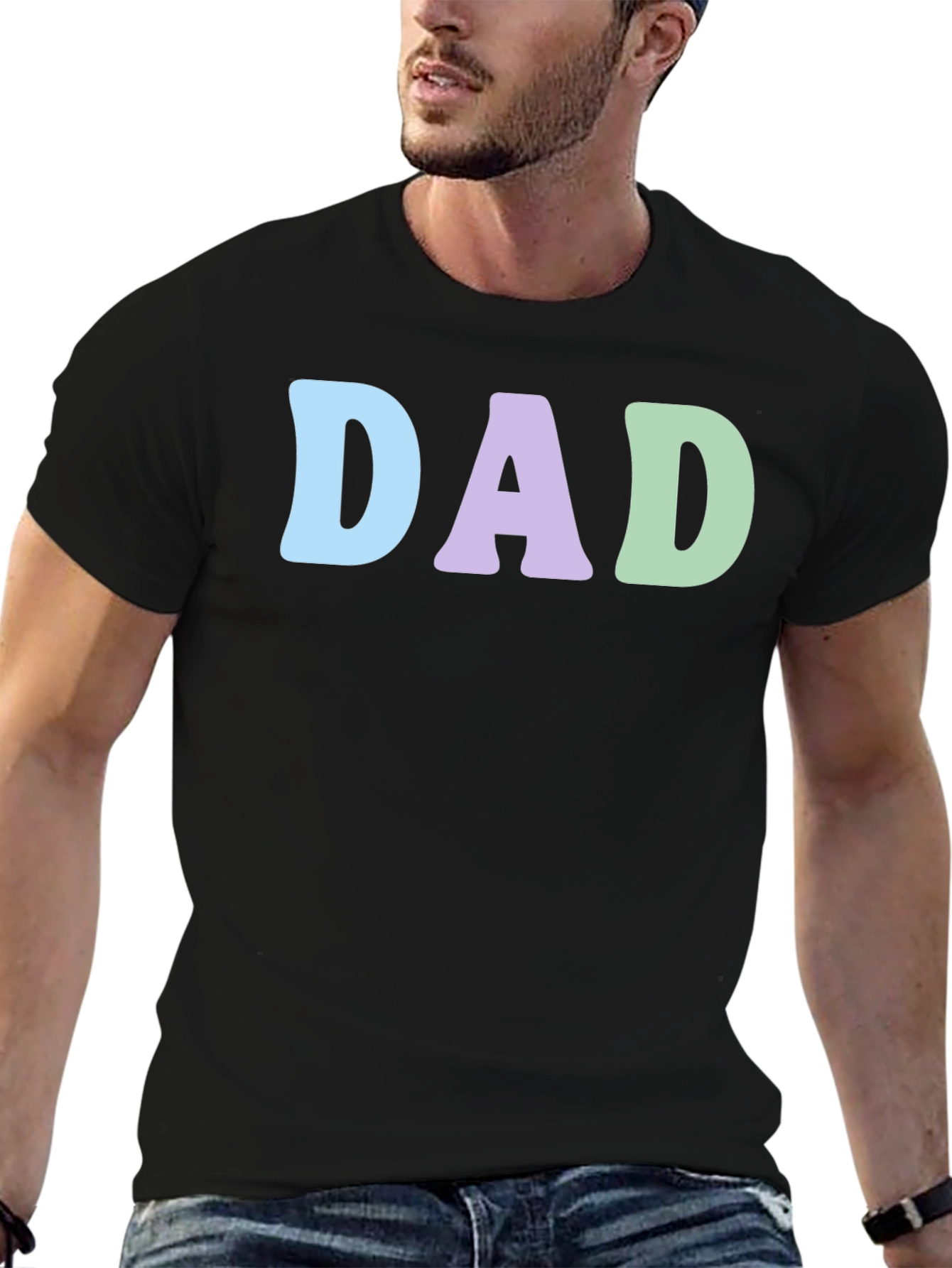 Pastel DAD Graphic Print Crew Neck T-Shirt