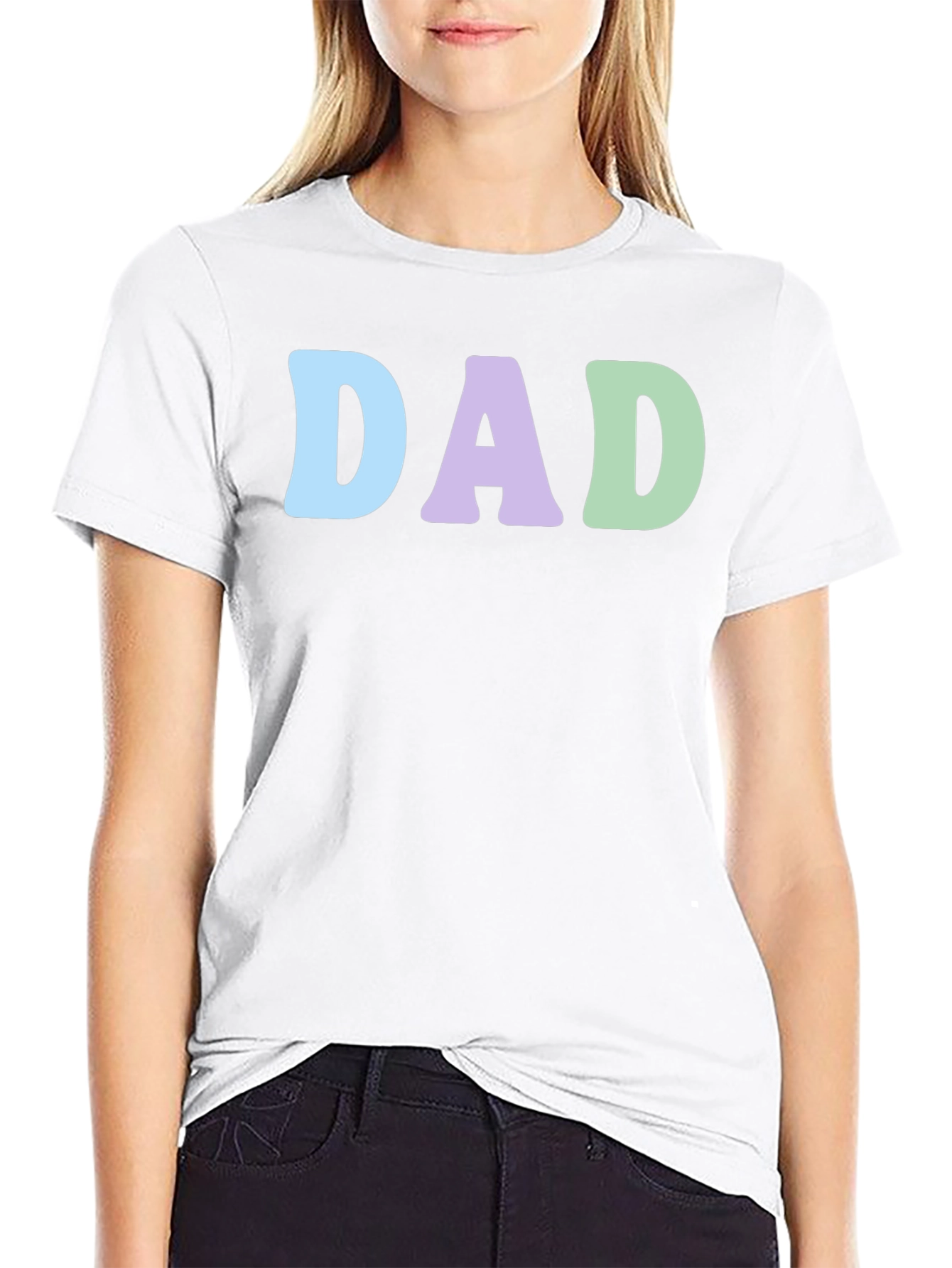 Pastel DAD Graphic Print Crew Neck T-Shirt