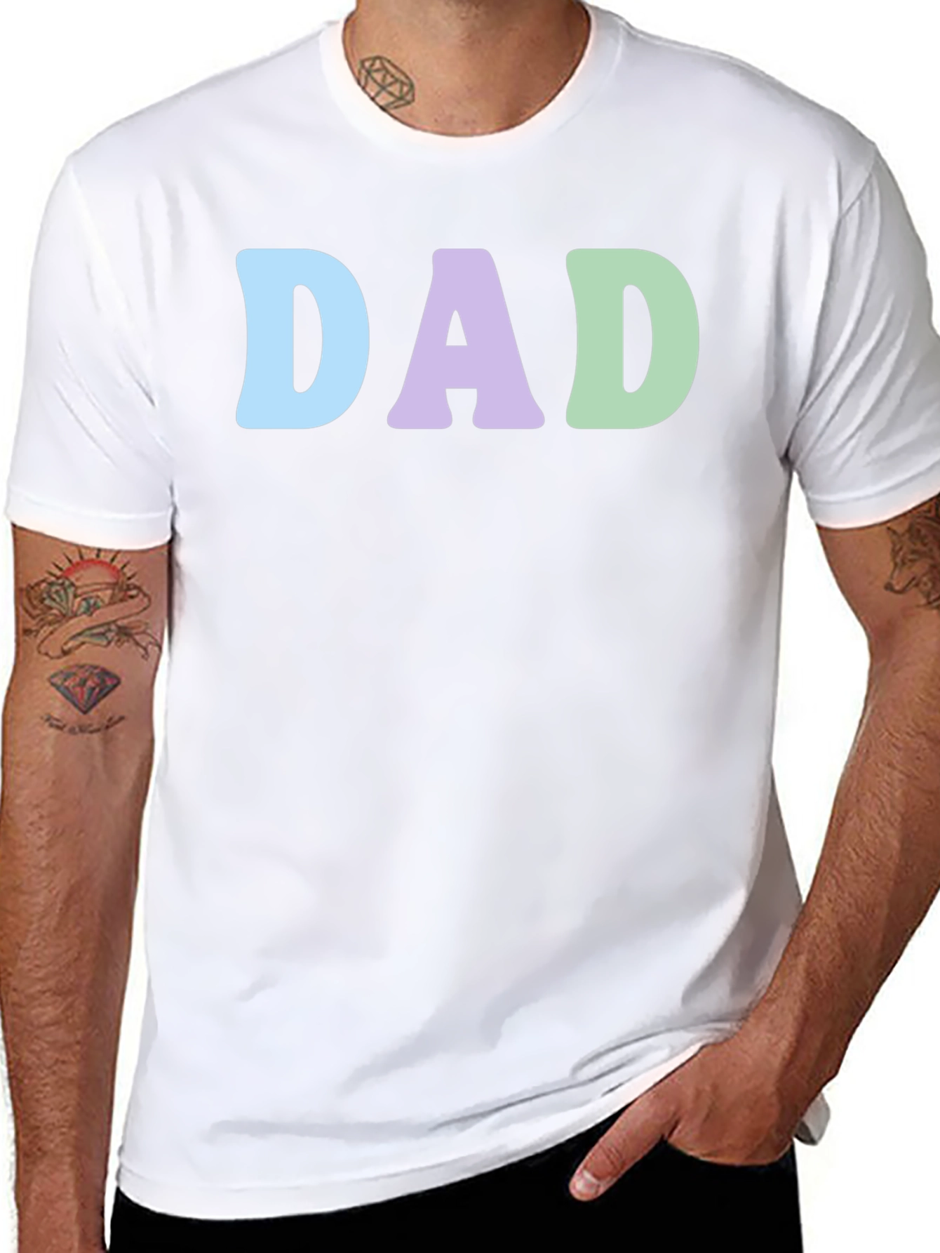 Pastel DAD Graphic Print Crew Neck T-Shirt