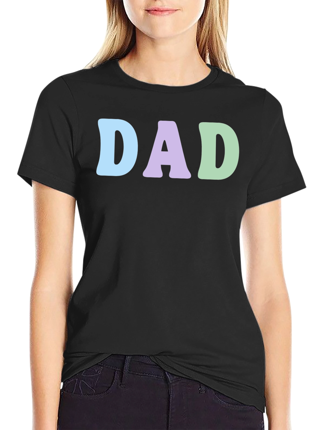 Pastel DAD Graphic Print Crew Neck T-Shirt