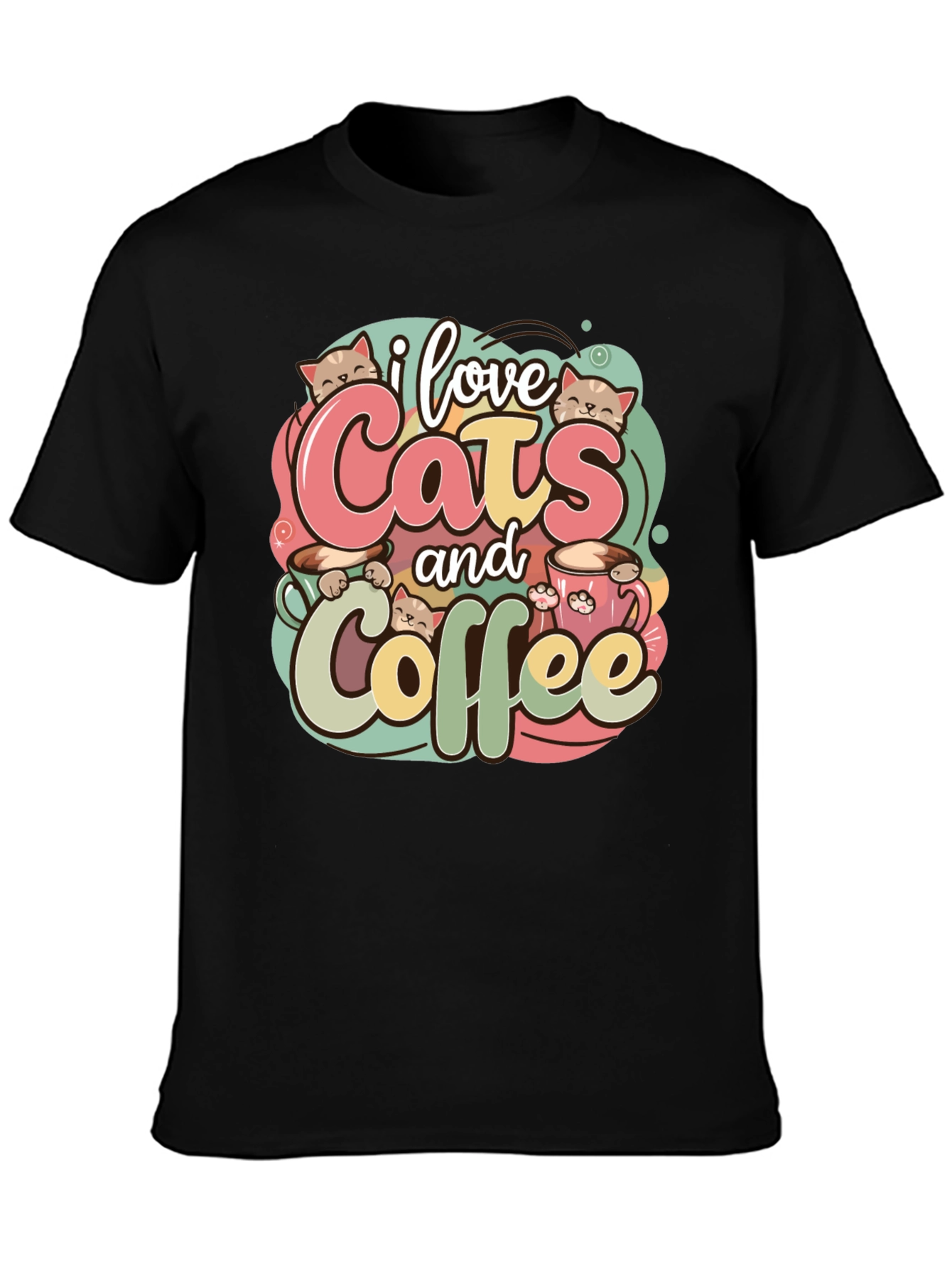 I Love Cats and Coffee T-Shirt - Cute Graphic Tee