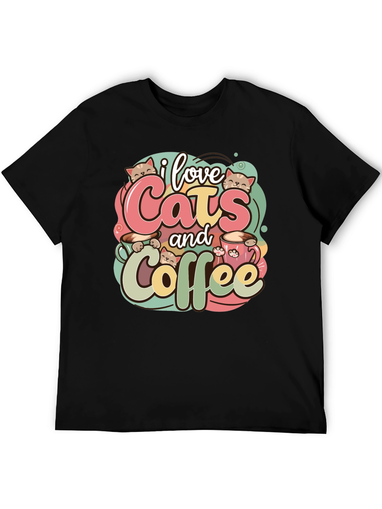 I Love Cats and Coffee T-Shirt - Cute Graphic Tee