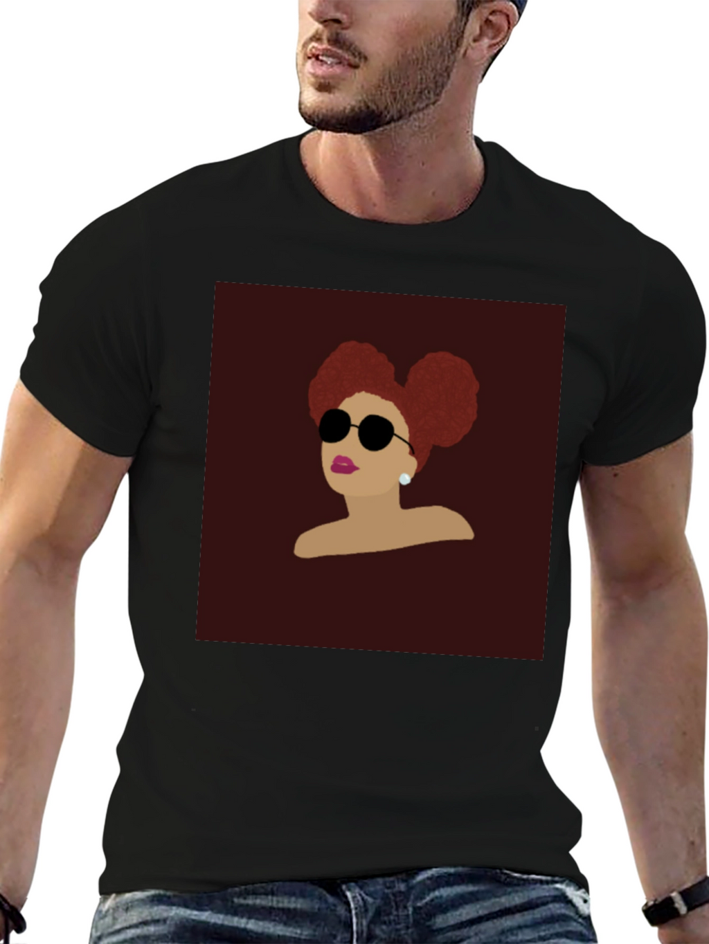 Retro Woman Afro Puff Black T-Shirt