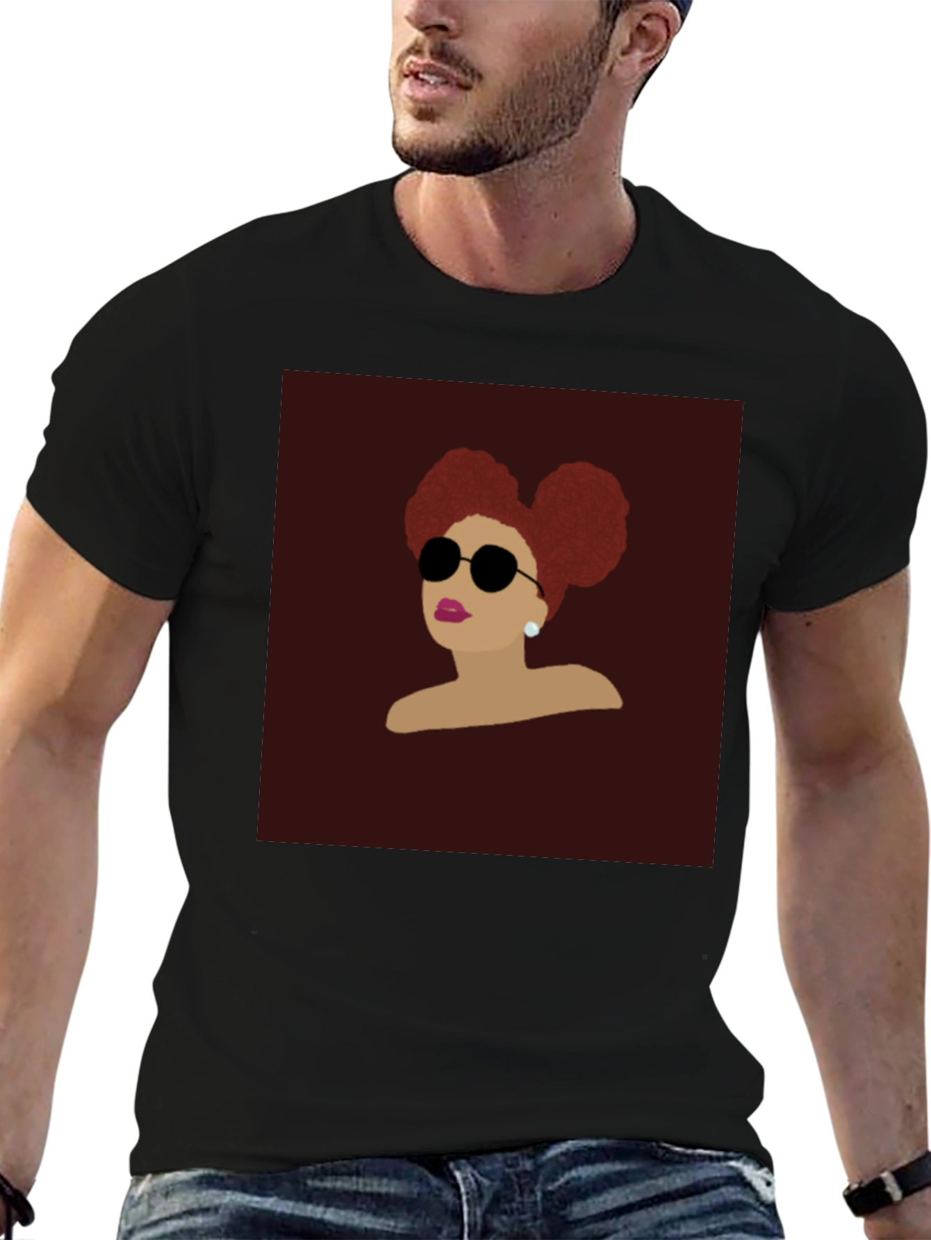 Retro Woman Afro Puff Black T-Shirt