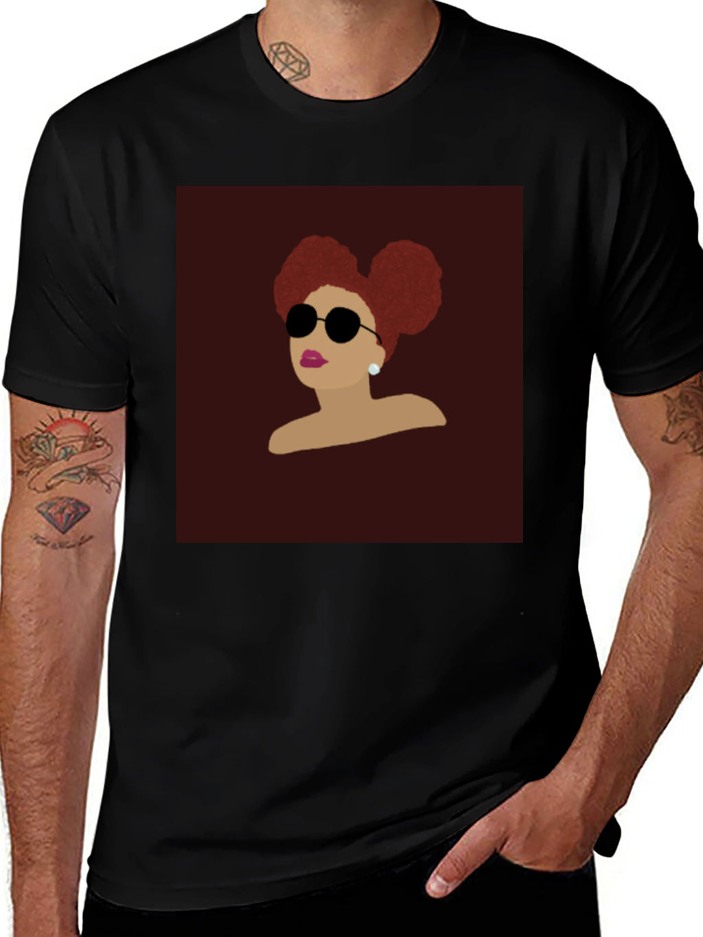 Retro Woman Afro Puff Black T-Shirt