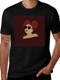 Retro Woman Afro Puff Black T-Shirt