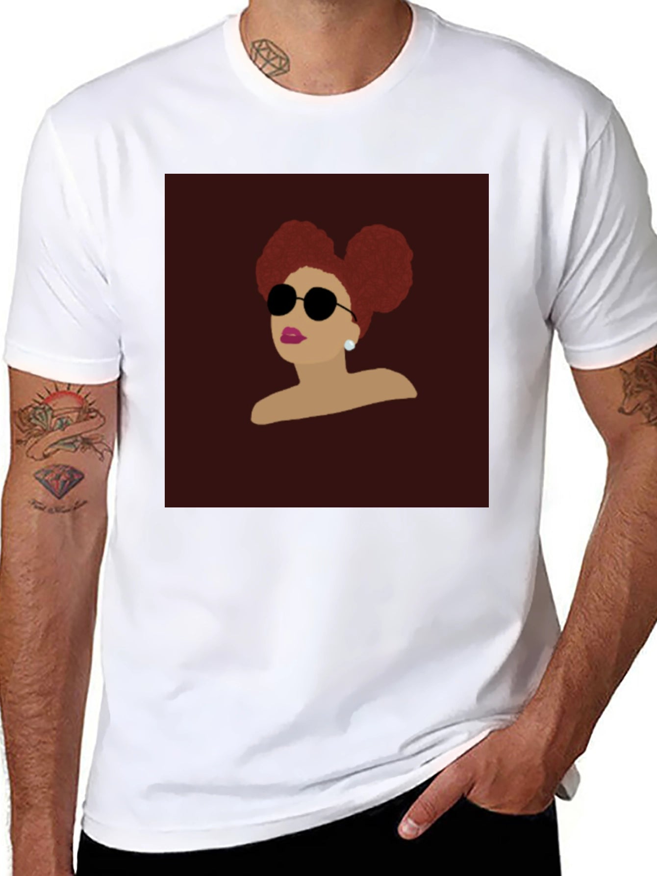 Retro Woman Afro Puff Black T-Shirt