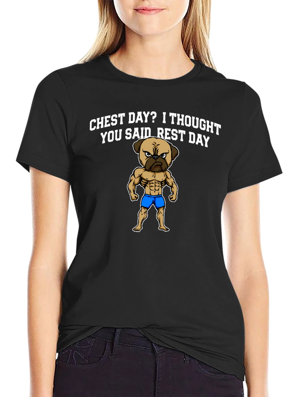 Chest Day Pug Graphic T-Shirt