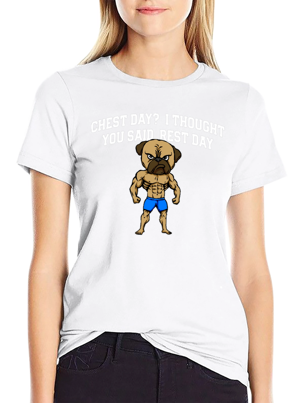 Chest Day Pug Graphic T-Shirt