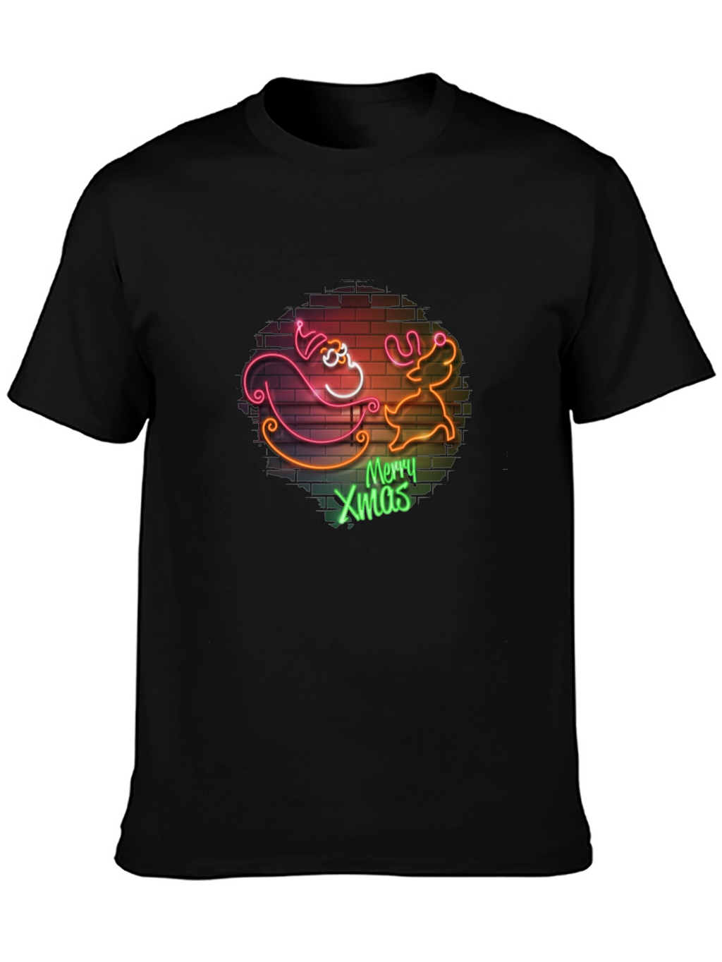 Merry Xmas Santa & Reindeer Neon T-Shirt