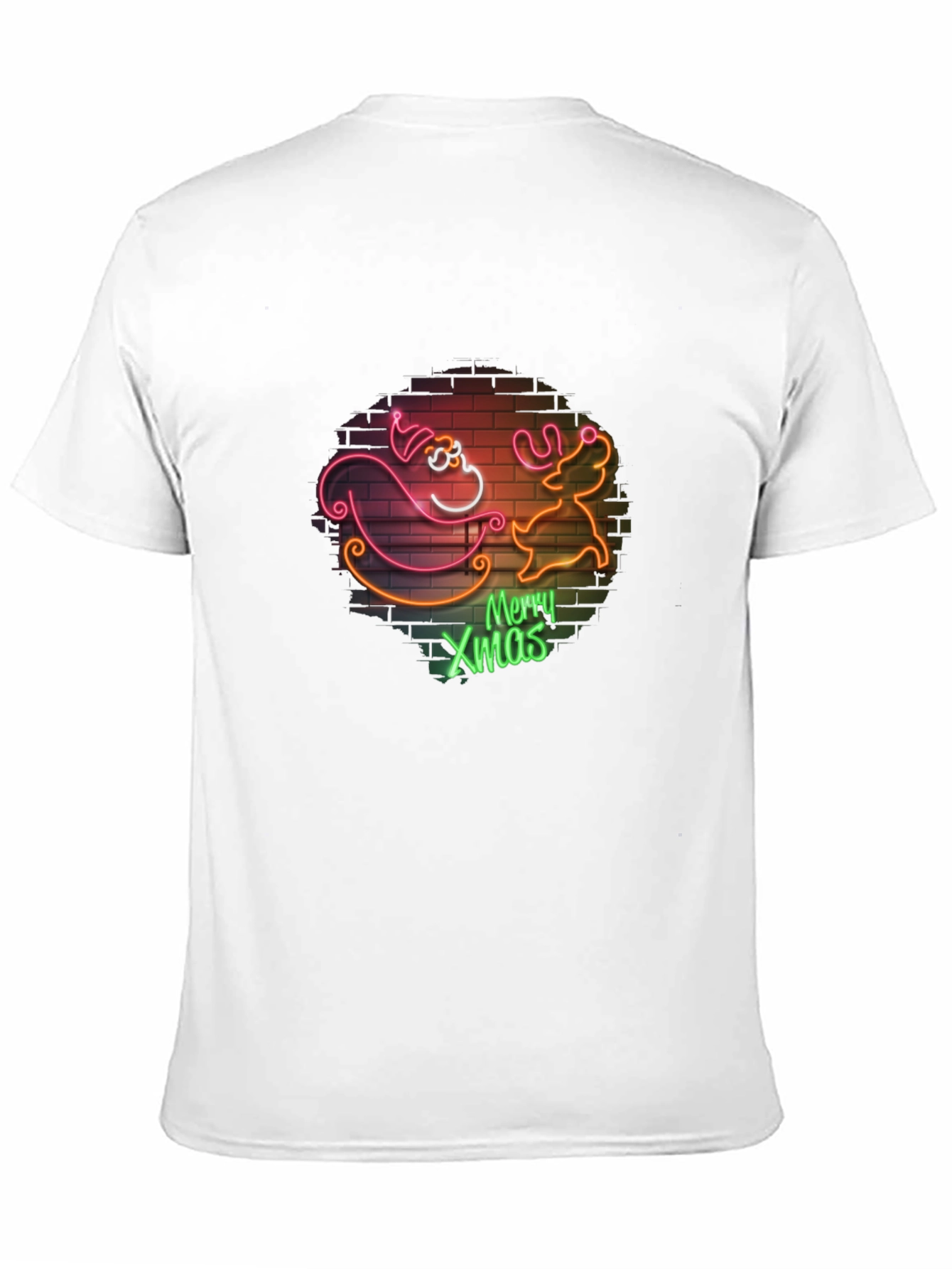 Merry Xmas Santa & Reindeer Neon T-Shirt