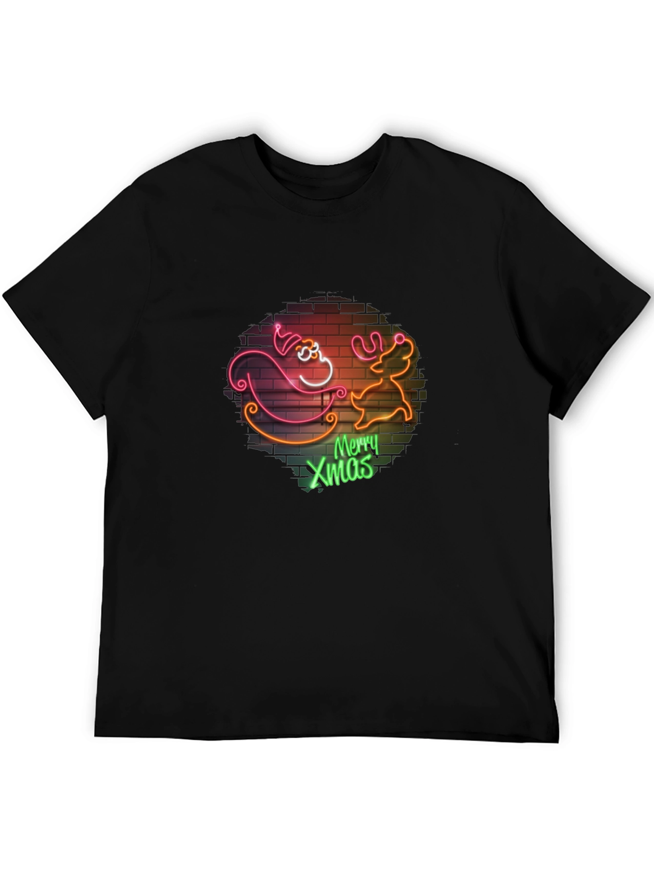 Merry Xmas Santa & Reindeer Neon T-Shirt