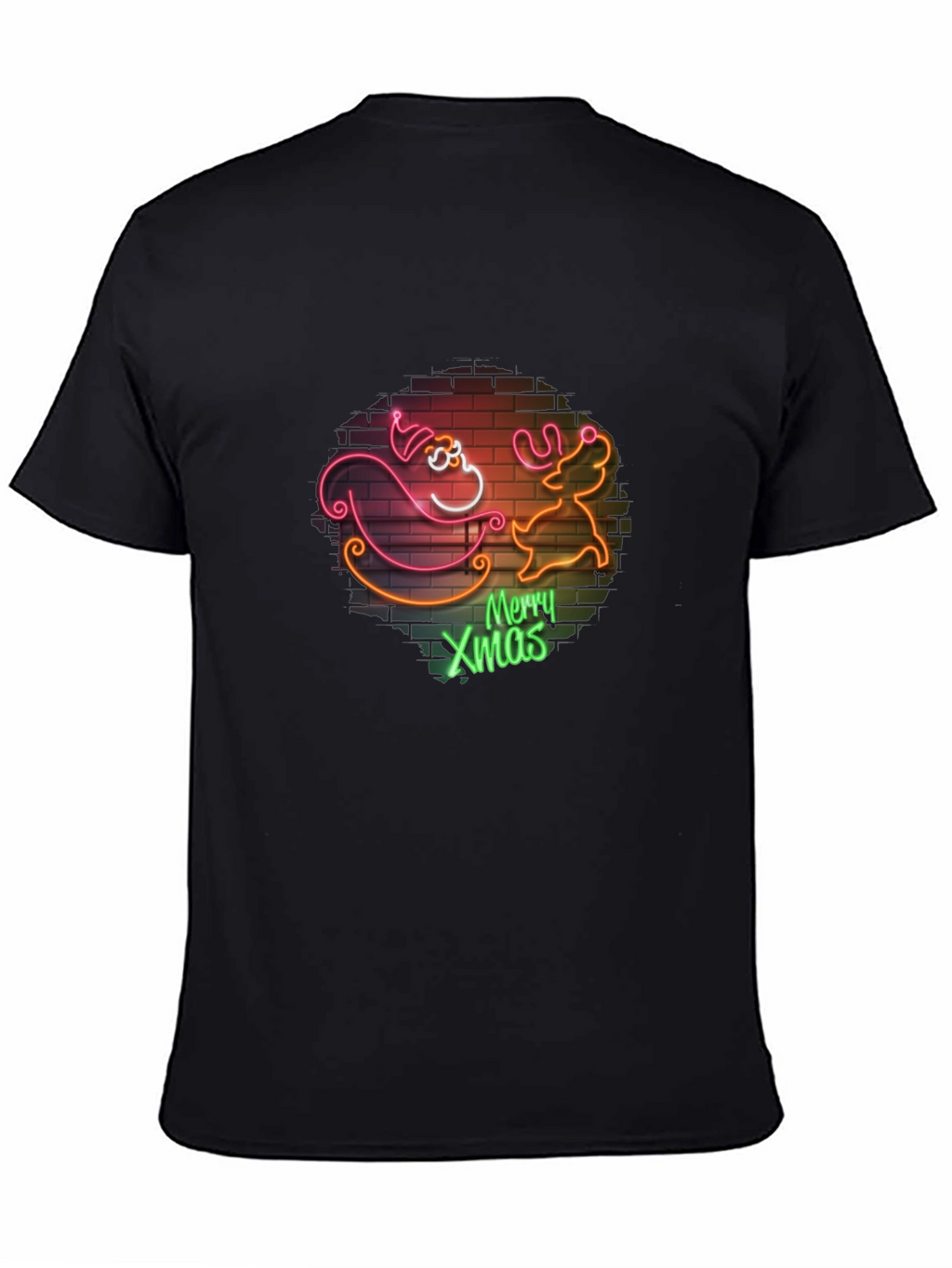 Merry Xmas Santa & Reindeer Neon T-Shirt