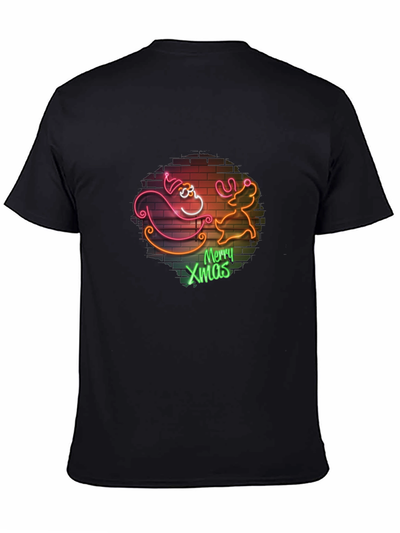 Merry Xmas Santa & Reindeer Neon T-Shirt